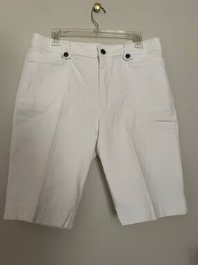 White Womens Flat Front Bermuda Shorts